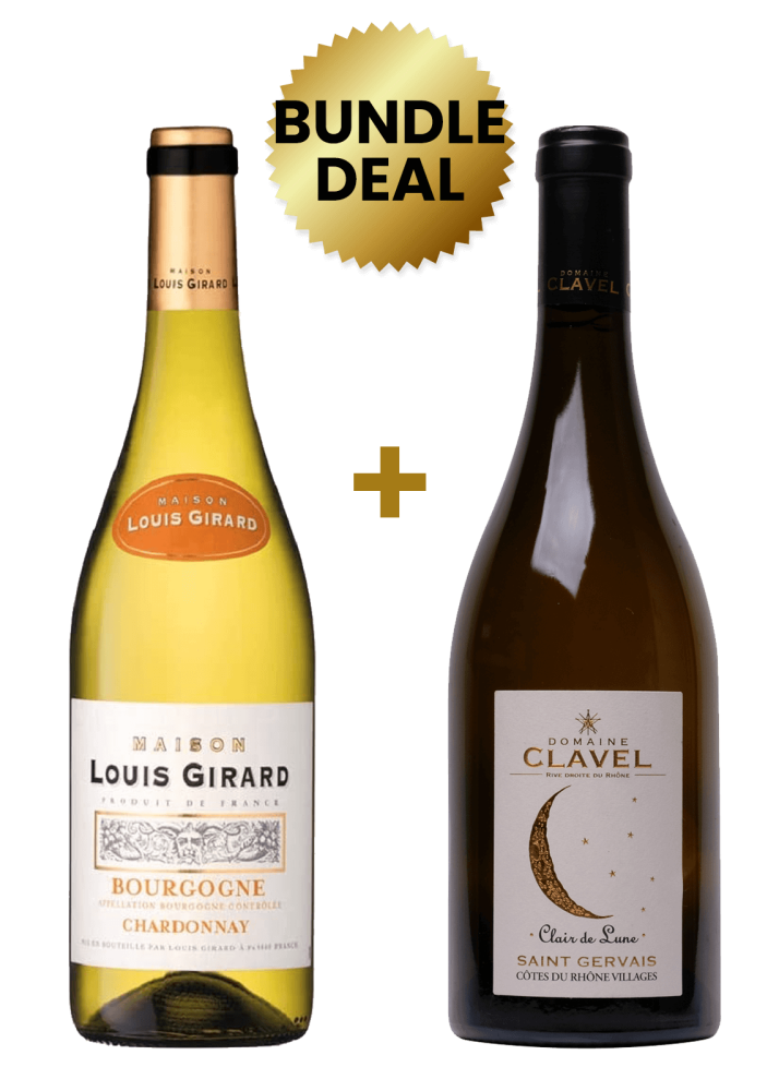 1 Btl Maison Louis Girard Bourgogne Chardonnay 75Cl + 1 Btl Domaine Clavel Clair De Lune Saint Gervais Cotes Du Rhone Villages White 75Cl