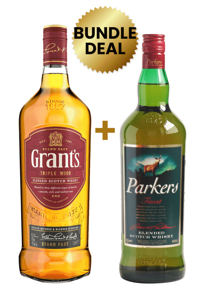 1 Btl Grant's 1L + 1 Btl Parkers Finest Blended Scotch Whisky 1Lt