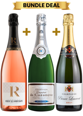 1 Btl Robert De Pampignac Brut Rose 75Cl + 1 Btl Charles De Cazanove Tradition Pere Et Fils Tete De Cuvee Brut 75Cl + 1 Btl Prince Laurent Brut 75Cl