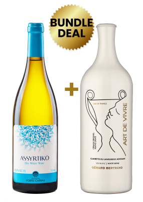 1 Btl Porto Carras Assyrtiko Dry White 75 CL + 1 Btl Gerard Bertrand Art De Vivre Clairette Du Languedoc Adissan Vin Blanc 75Cl